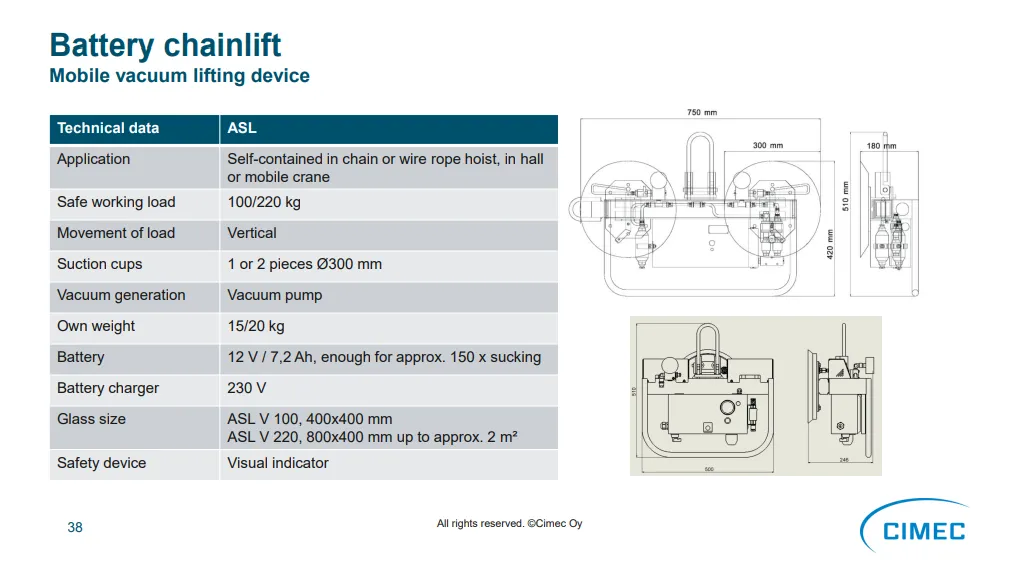 ASL 100 Mobile vacuum lifting device